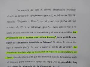 Documento do juiz Claudio Bonadio, em que pediu a prisão preventiva da presidente da Argentina, Cristina Kirchner