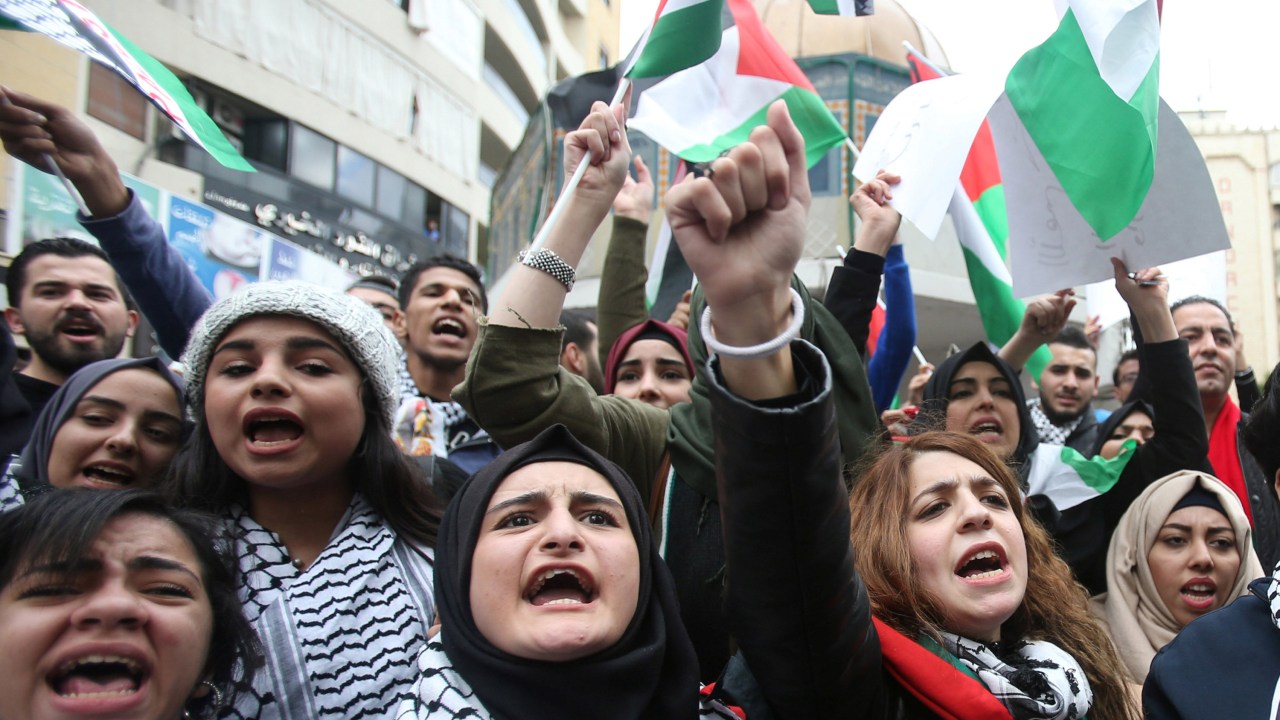 Protesto de palestinos no Líbano