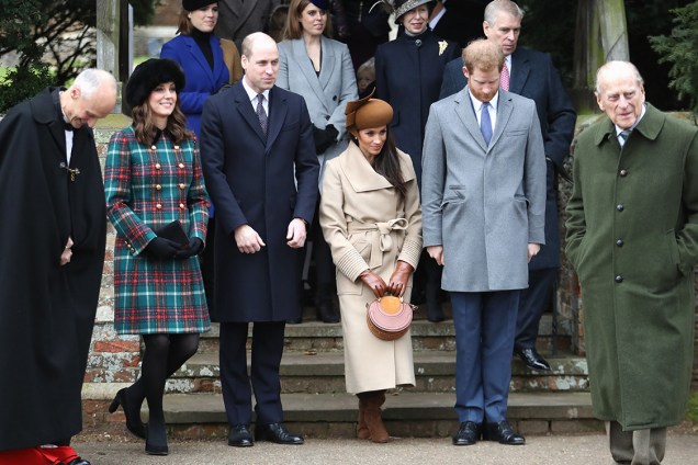 Família real britânica aguarda o início das comemorações festivas de Natal em King's Lynn, Inglaterra - 25/12/2017