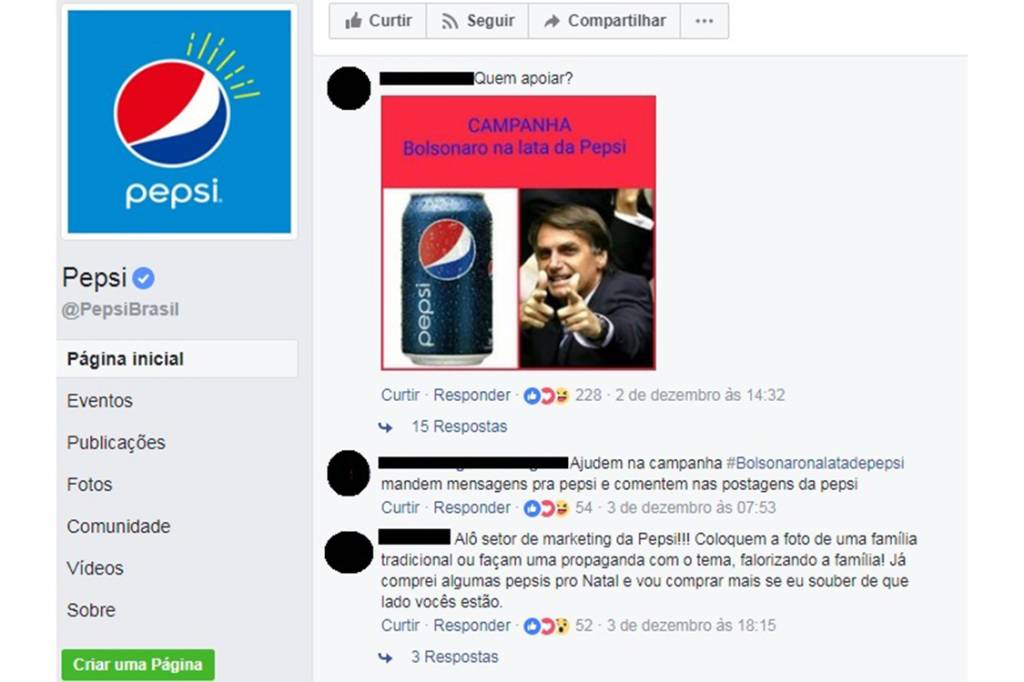 Página do facebook da Pepsi