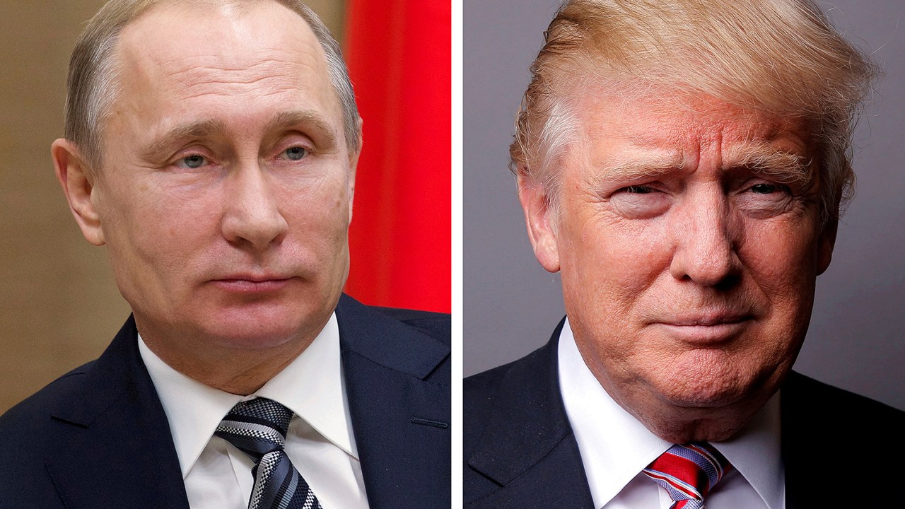 Presidente russo, Vladimir Putin e o presidente dos Estados Unidos, Donald Trump