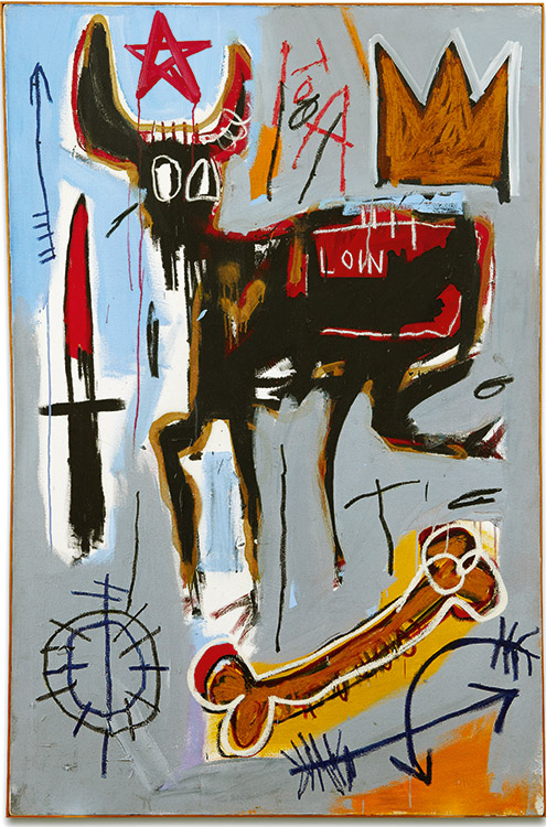 Cores fortes - Marcas de Basquiat: profusão caótica de símbolos em Loin, de 1982