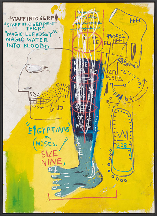 Cores fortes – Marcas de Basquiat: a colagem de palavras e pedaços de corpos em Early Moses, de 1983