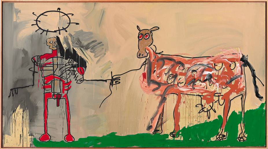 Cores fortes - Marcas de Basquiat: a anatomia na imensa The Field Next to the Other Road, com 4 metros