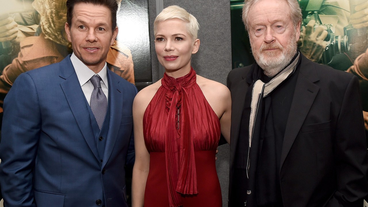 Mark Wahlberg, Michelle Williams e Ridley Scott na estreia do filme 'Todo o Dinheiro do Mundo', em Beverly Hills, na Califórnia - 18/12/2017