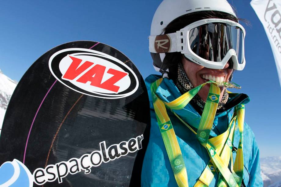 A snowboarder Isabel Clark durante treino antes as Olimpíadas de Inverno de Pyeongchang