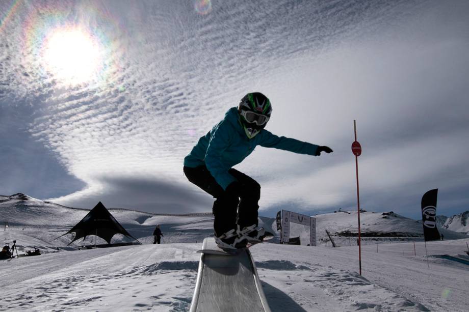 A snowboarder Isabel Clark durante treino antes as Olimpíadas de Inverno de Pyeongchang