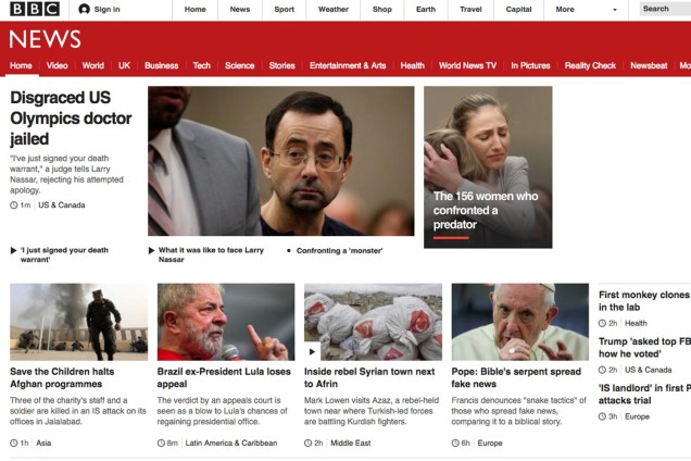 Rede britânica BBC destaca a decisão do tribunal com "Breaking News" 