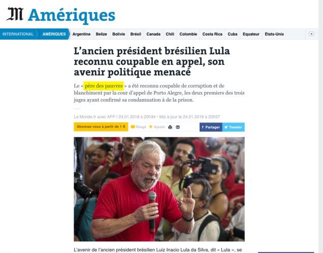 'Le Monde' chama Lula de "Pai dos Pobres" 