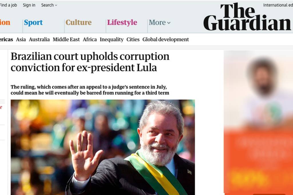 Repercussão da condenação de Lula no The Guardian