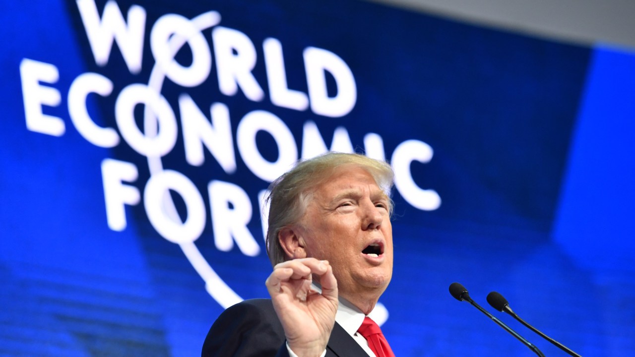 Donald Trump discursa em Davos, na Suíça