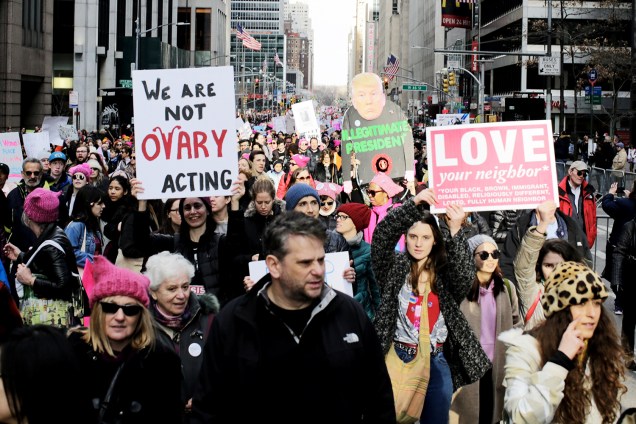 Marcha das Mulheres reúne multidão em Manhattan, no estado americano de Nova York - 20/01/2018