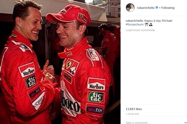 Rubens Barrichello parabenizou Michael Schumacher pelos 49 anos