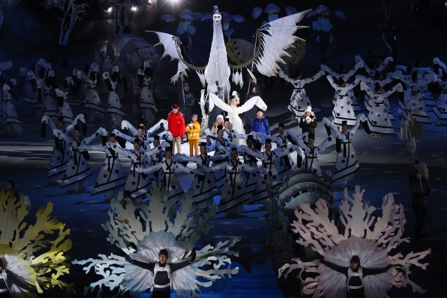 Artistas realizam performance durante a abertura dos Jogos Olímpicos de Inverno de Pyeongchang, na Coreia do Sul - 09/02/2018