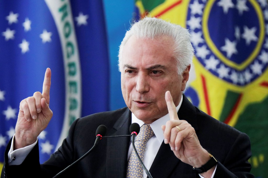 O presidente da República, Michel Temer, discursa durante cerimônia de posse do novo ministro da Segurança Pública, Raul Jungmann, em Brasília (DF) - 27/02/2018