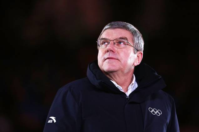 Thomas Bach, presidente do COI (Comitê Olímpico Internacional), durante a cerimônia de encerramento dos Jogos Olímpicos de Inverno, em Pyeongchang, na Coreia do Sul - 25/02/2018 Thomas Bach, presidente do COI (Comitê Olímpico Internacional), durante a cerimônia de encerramento dos Jogos Olímpicos de Inverno, em Pyeongchang, na Coreia do Sul - 25/02/2018