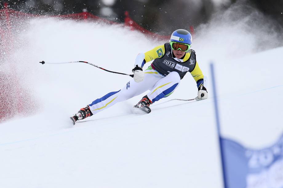 Michel Macedo, representante brasileiro na modalidade esqui alpino durante a Olimpíada de Inverno de PyeongChang, na Coreia do Sul