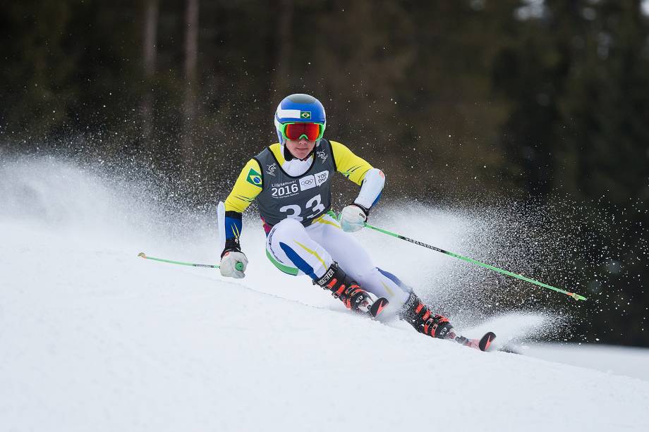 Michel Macedo, representante brasileiro na modalidade esqui alpino durante a Olimpíada de Inverno de PyeongChang, na Coreia do Sul