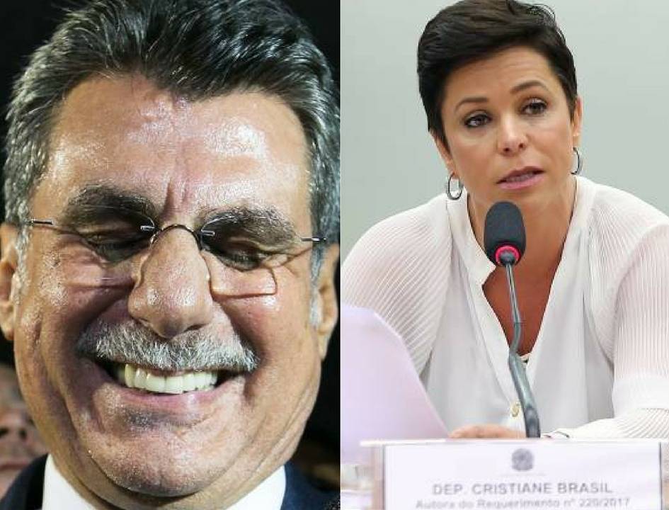 O senador Romero Jucá (MDB-RR) e a quase ministra do Trabalho, Cristiane Brasil