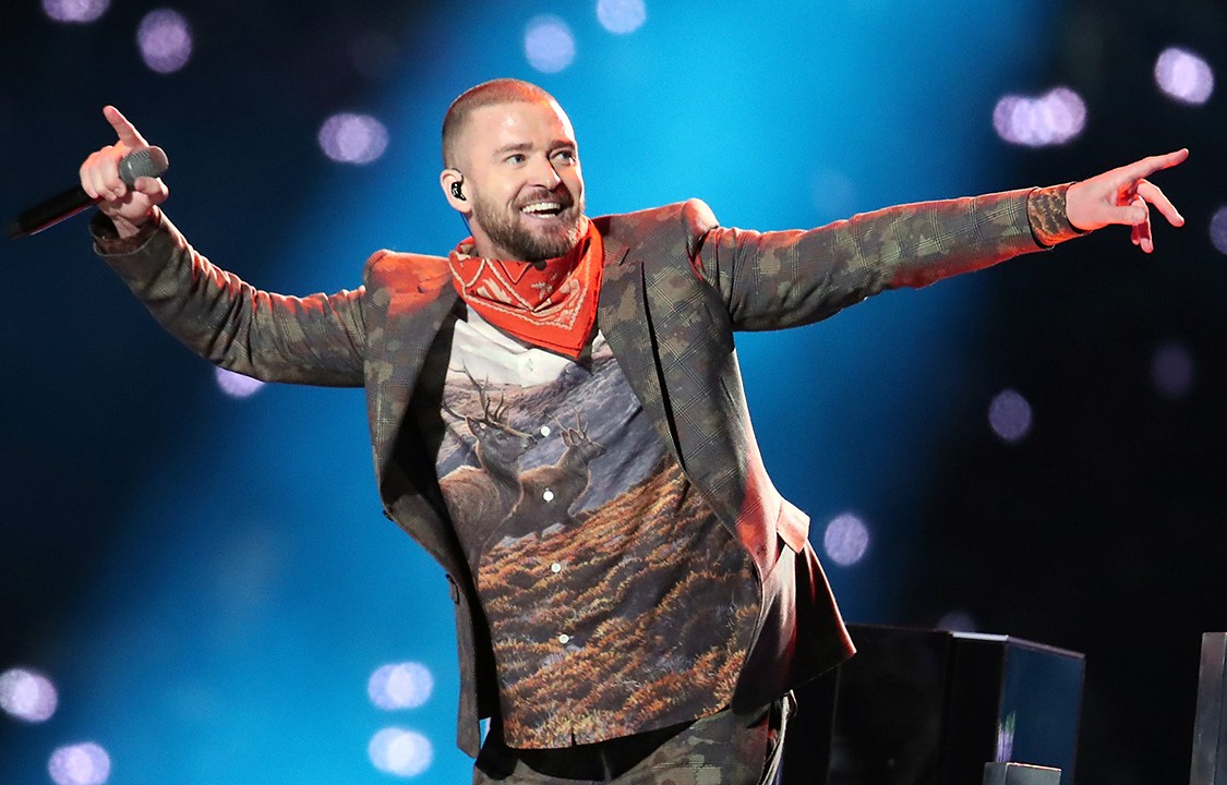 Justin Timberlake durante show do intervalo do Super Bowl 2018 - 4/2/2018