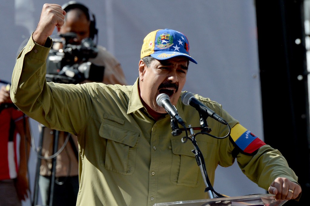 Nicolas Maduro, presidente da Venezuela, discursa durante manifestação no palácio presidencial de Miraflores, em Caracas - 4/2/2018