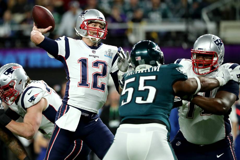 Tom Brady, do New England Patriots, durante partida contra o Philadelphia Eagles