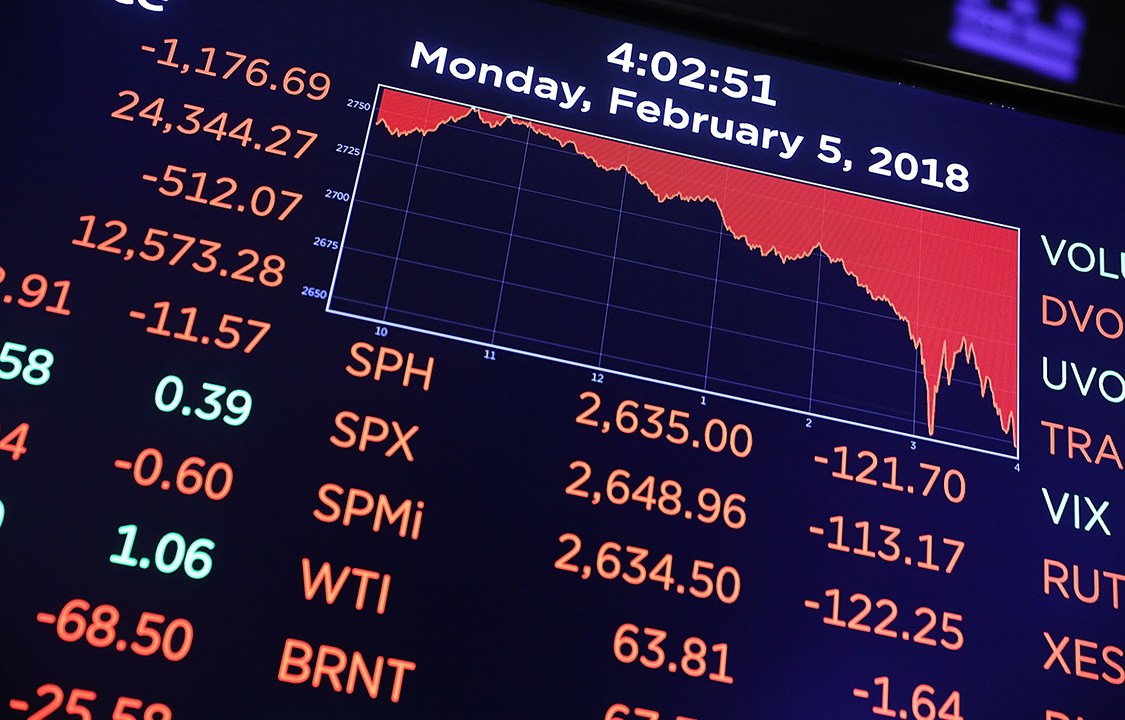 NEW YORK, NY - FEBRUARY 05: A trading board on the floor of the New York Stock Exchange (NYSE) shows the closing numbers on February 5, 2018 in New York City. Following Fridays's over 600 point drop, the Dow Jones Industrial Average briefly fell over 1500 points in afternoon trading before closing down at 1,175.21 points. (Photo by Spencer Platt/Getty Images)