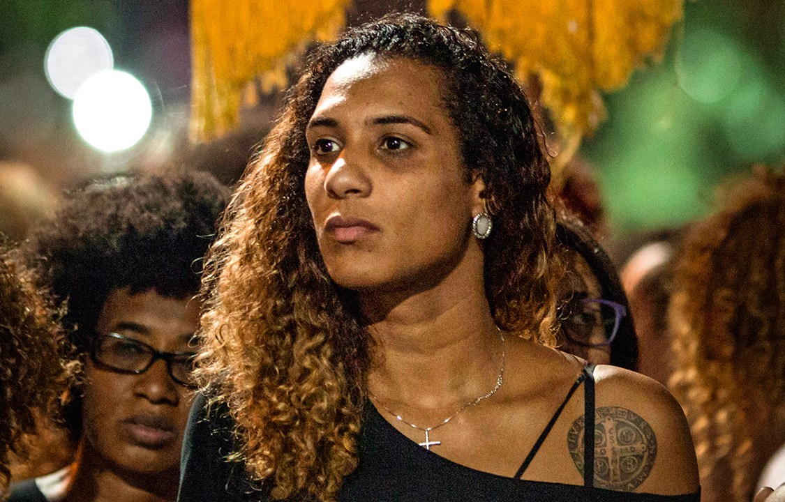 Anielle Franco, irmã da vereadora assassinada Marielle Franco, em um protesto no centro do Rio