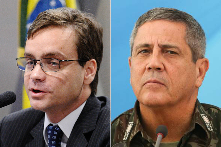 O ministro dos Direitos Humanos, Gustavo Rocha, e o interventor federal do Estado do Rio de Janeiro, General Braga Netto