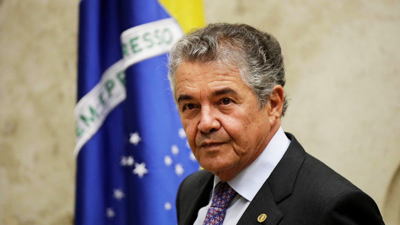 O ministro do STF, Marco Aurélio Mello, durante sessão que julga o habeas corpus preventivo do ex-presidente Lula - 22/03/2018
