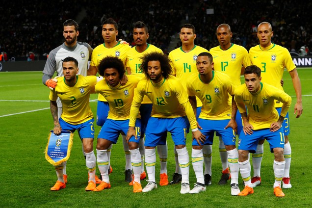 Seleção Brasileira posa para foto antes de amistoso contra a Alemanha,  realizado no Estádio Olímpico de Berlim - 27/03/2018