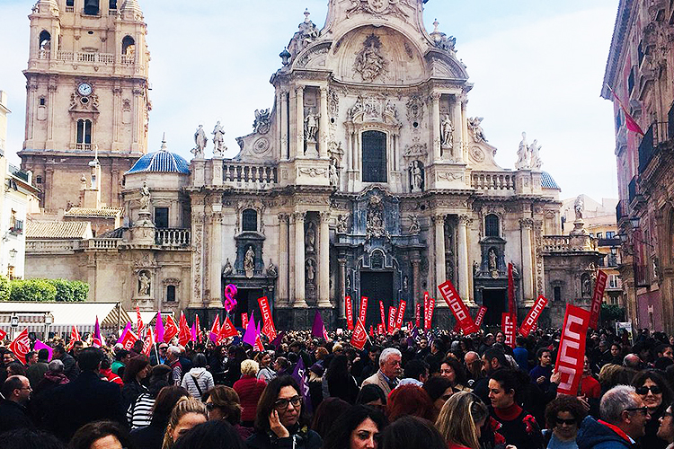Mulheres realizam manifestação em Múrcia, na Espanha, durante o Dia Internacional da Mulher - 08/03/2018