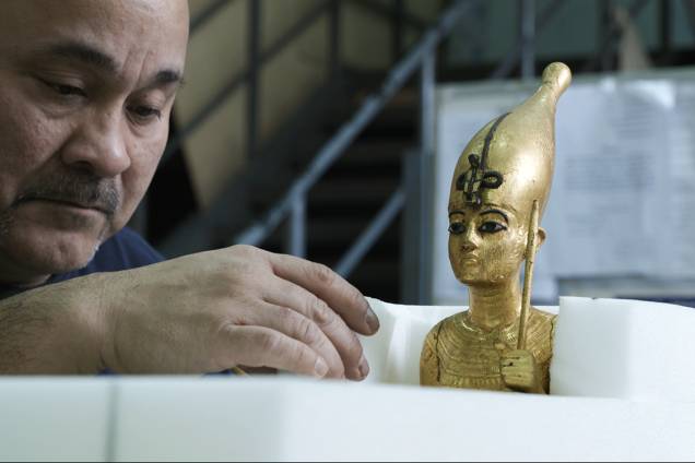 Objetos da exposição King Tut: Tesouros do faraó dourado