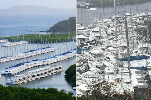 Antes e depois da passagem do furacão Irma