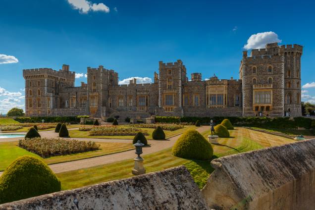 Visão geral do Castelo de Windsor e seu jardim Visão geral do Castelo de Windsor e seu jardim