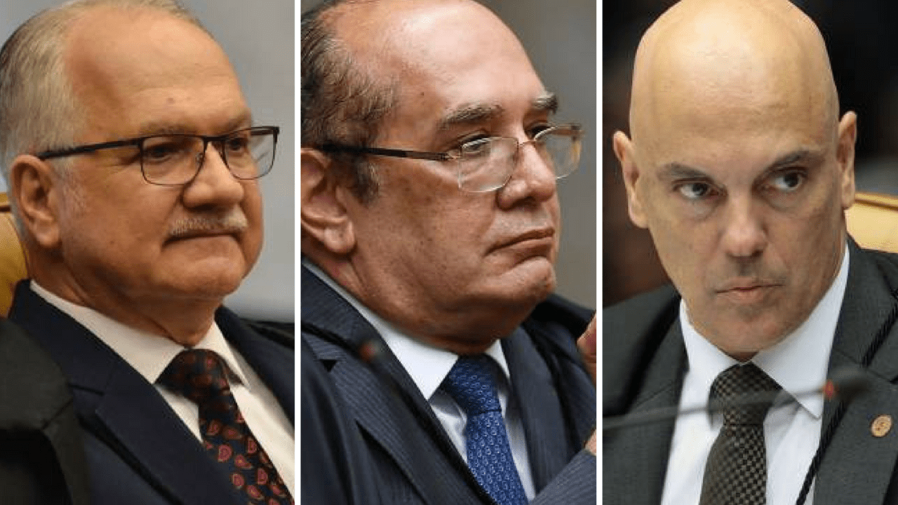 Os ministros Edson Fachin, Gilmar Mendes e Alexandre de Moraes