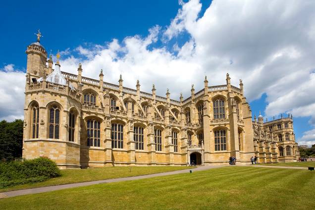 Lateral da capela de São Jorge, que fica dentro do Castelo de Windsor, onde acontecerá o casamento do príncipe Harry e da atriz Meghan Markle