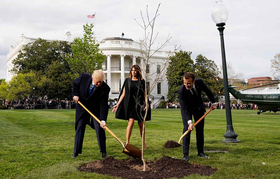 Presidente dos Estados Unidos Donald Trump recebe o Presidente Francês Emmanuel Macron