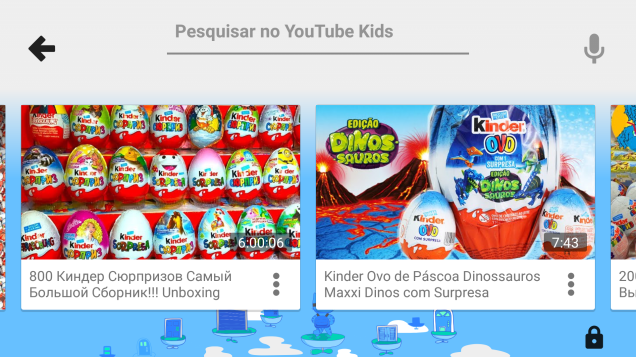 No YouTube Kids, vídeos de unboxing (termo em inglês que significa “tirar da caixa”), em que crianças desembrulham brinquedos e alimentos.