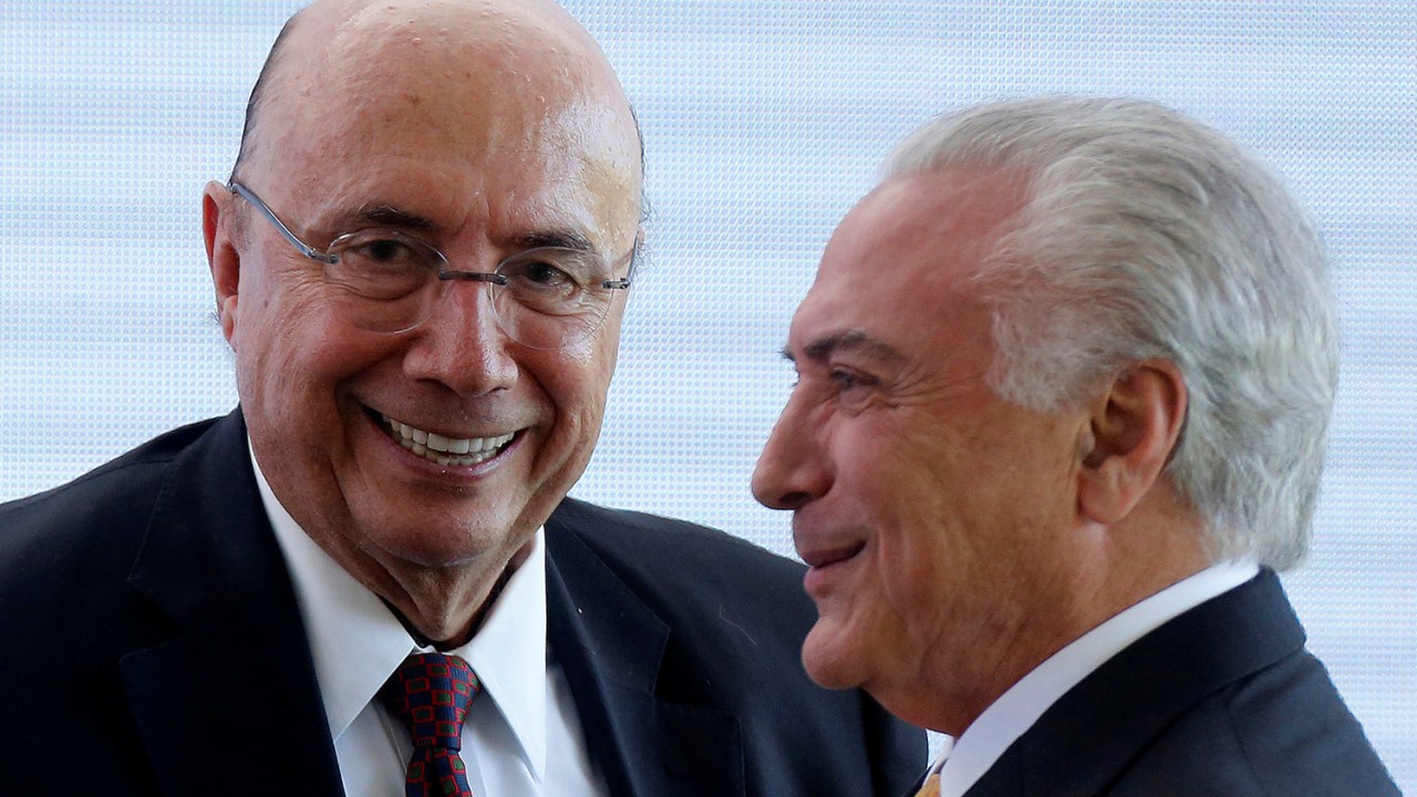 O presidente da República, Michel Temer, e o pré-candidato à Presidência, Henrique Meirelles (MDB), durante evento em Brasília (DF) - 22/05/2018