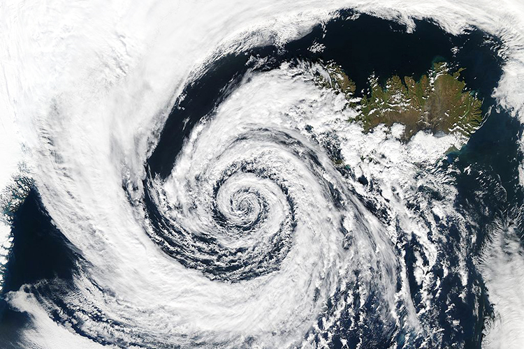 Imagem de satélite de ciclone extratropical