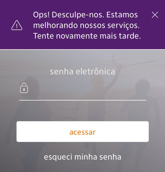 Falha no aplicativo do Banco Itaú Falha no aplicativo do Banco Itaú