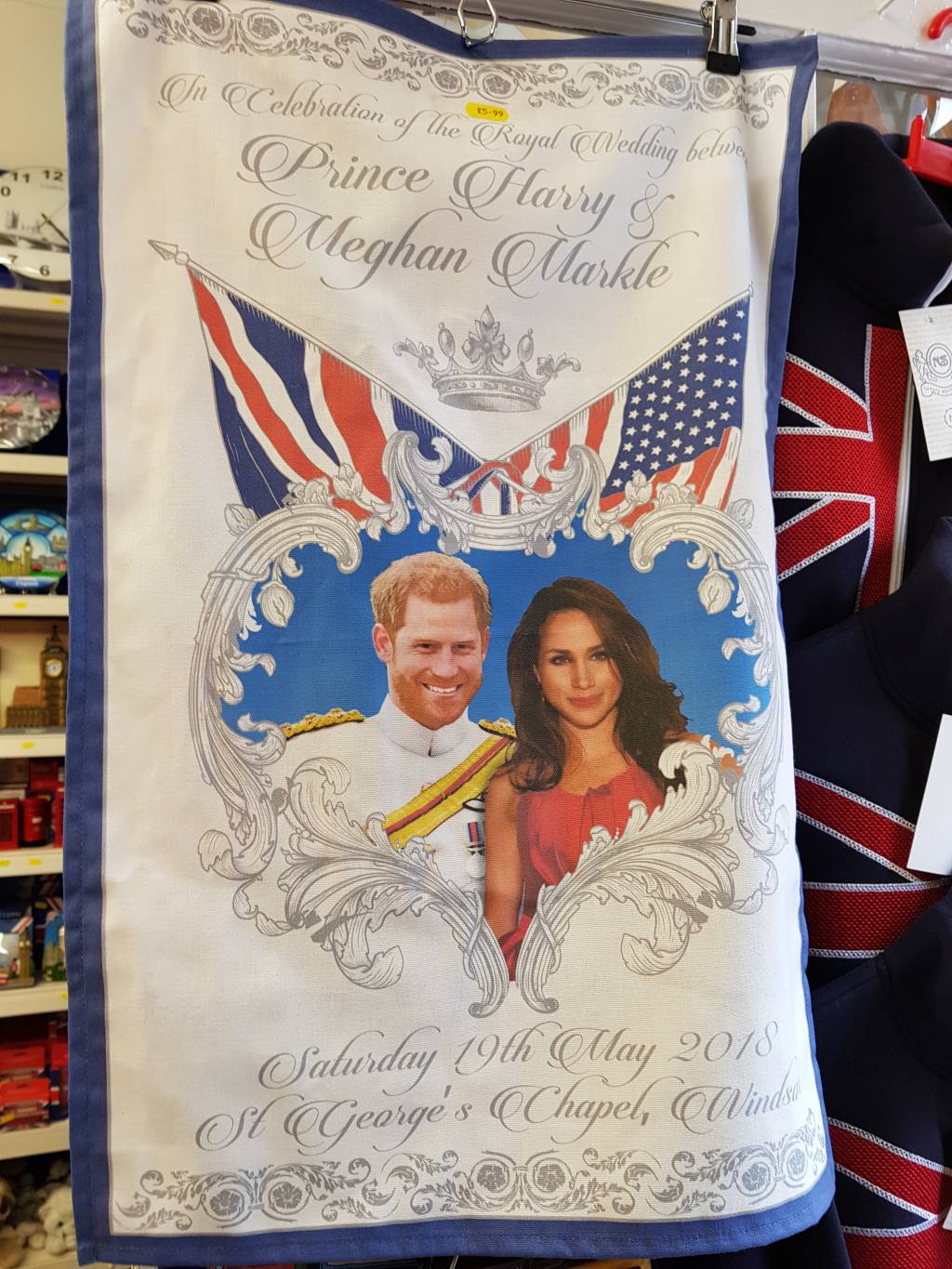 Casamento Real – Pano de prato Pano de prato personalizado para o casamento real do príncipe Harry com Meghan Markle
