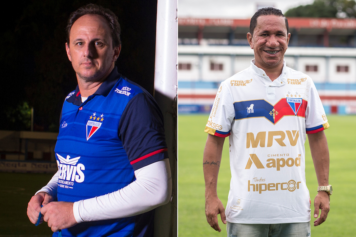 O técnico do Fortaleza, Rogério Ceni, e o ex-jogador Clodoaldo Ferreira