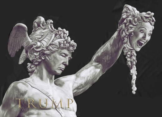 Na disputa pela presidência dos EUA, Hillary Clinton foi metamorfoseada em Medusa e Donald Trump, em Perseu, o herói grego que lhe corta a cabeça