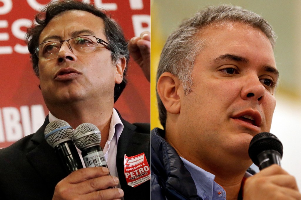 Os candidatos à presidência da Colômbia, Gustavo Petro e Iván Duque