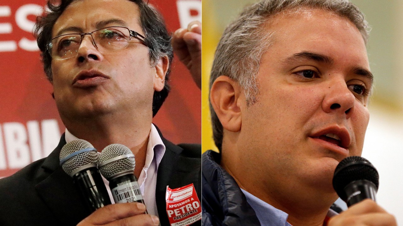 Os candidatos à presidência da Colômbia, Gustavo Petro e Iván Duque