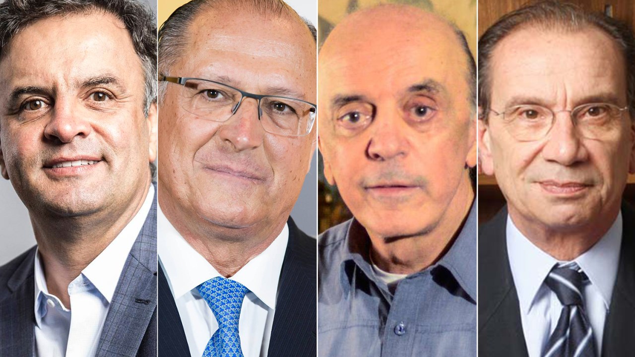 Os políticos Aécio Neves, Geraldo Alckmin, José Serra e Aloysio Nunes Ferreira