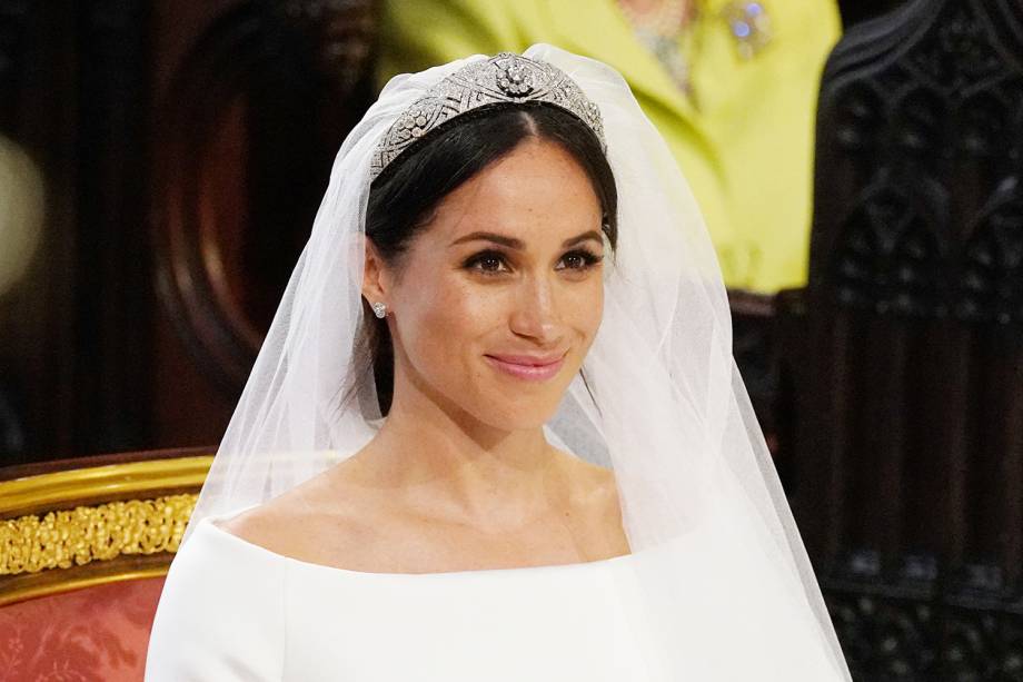 Meghan Markle durante cerimônia de casamento na Capela de São Jorge, em Windsor - 19/05/2018