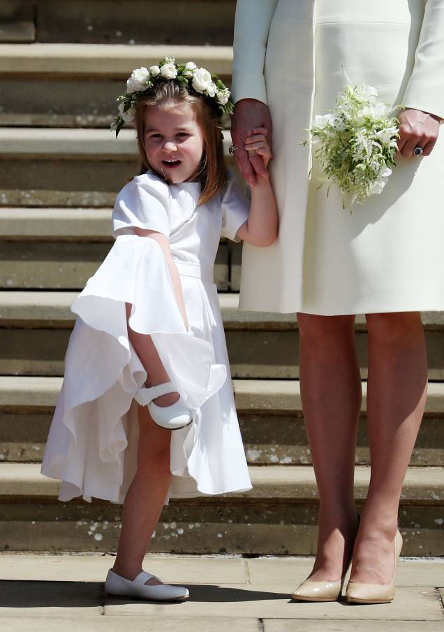 Dama de honra, a princesa Charlotte deixa Capela de São Jorge, em Windsor - 19/05/2018 Dama de honra, a princesa Charlotte deixa Capela de São Jorge, em Windsor - 19/05/2018
